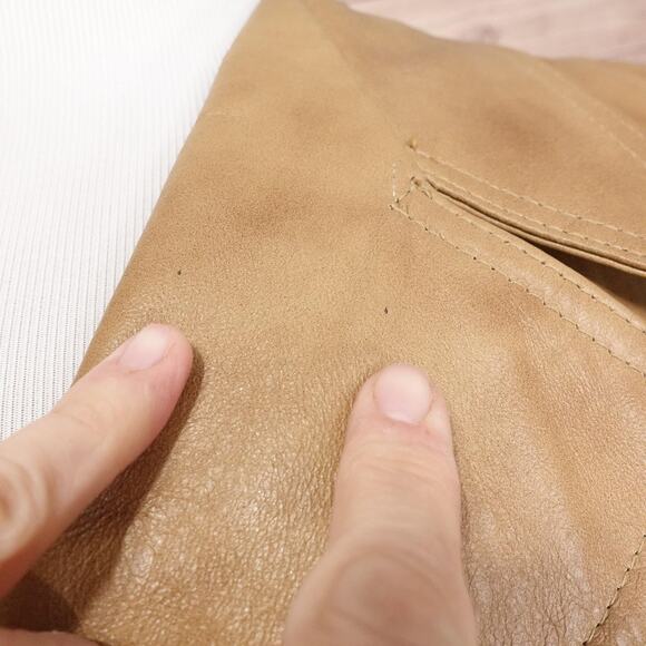 Grais Cabretta Leather Jacket Mens 44 Long Tan Glazed Aniline Car Coat Lined - Picture 4 of 12